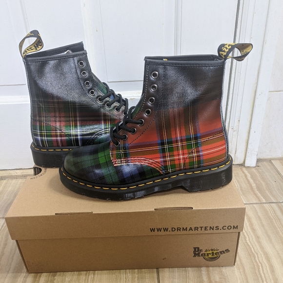 doc martens plaid boots